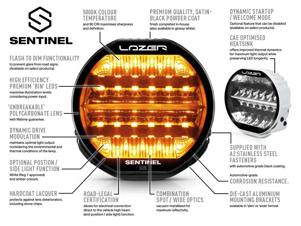 LAZER LAMPS SENTINEL 9" HIGHLINE Gen2 black mit Posi.Licht