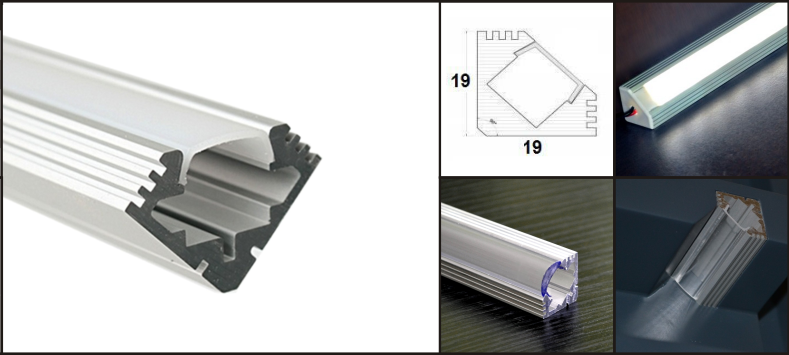Alu Profil 19x19 45° 2m Set