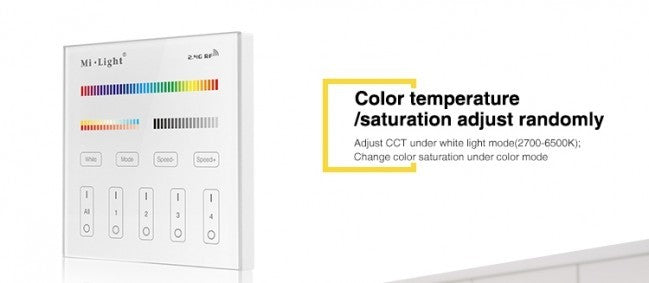 2.4GHz wall switch for RGB CCT lighting, 4-channel