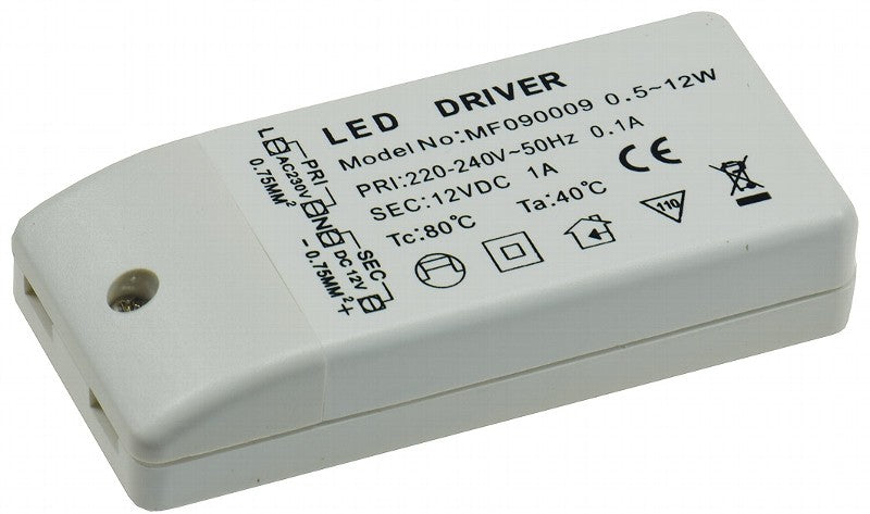 LED power supply 12W DC12V 1.0A IP20
