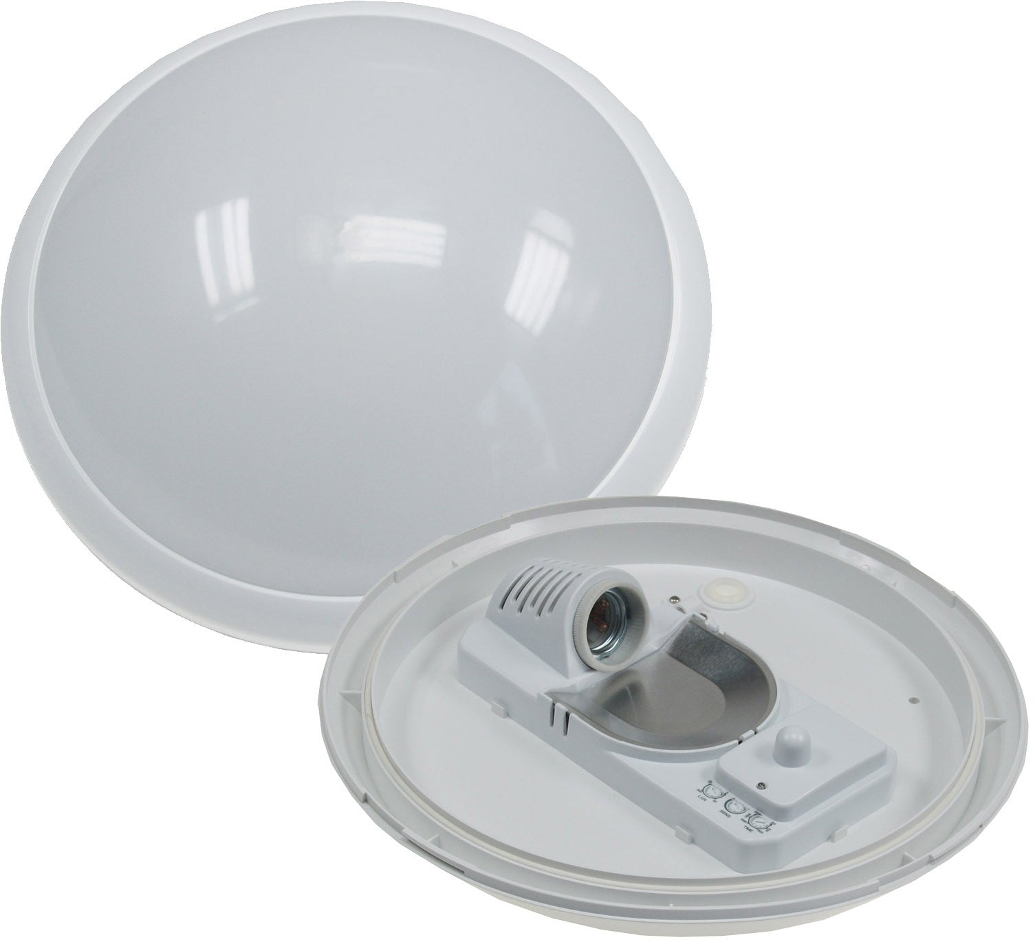 LED wall/ceiling light IP44 for E27 HF motion detector