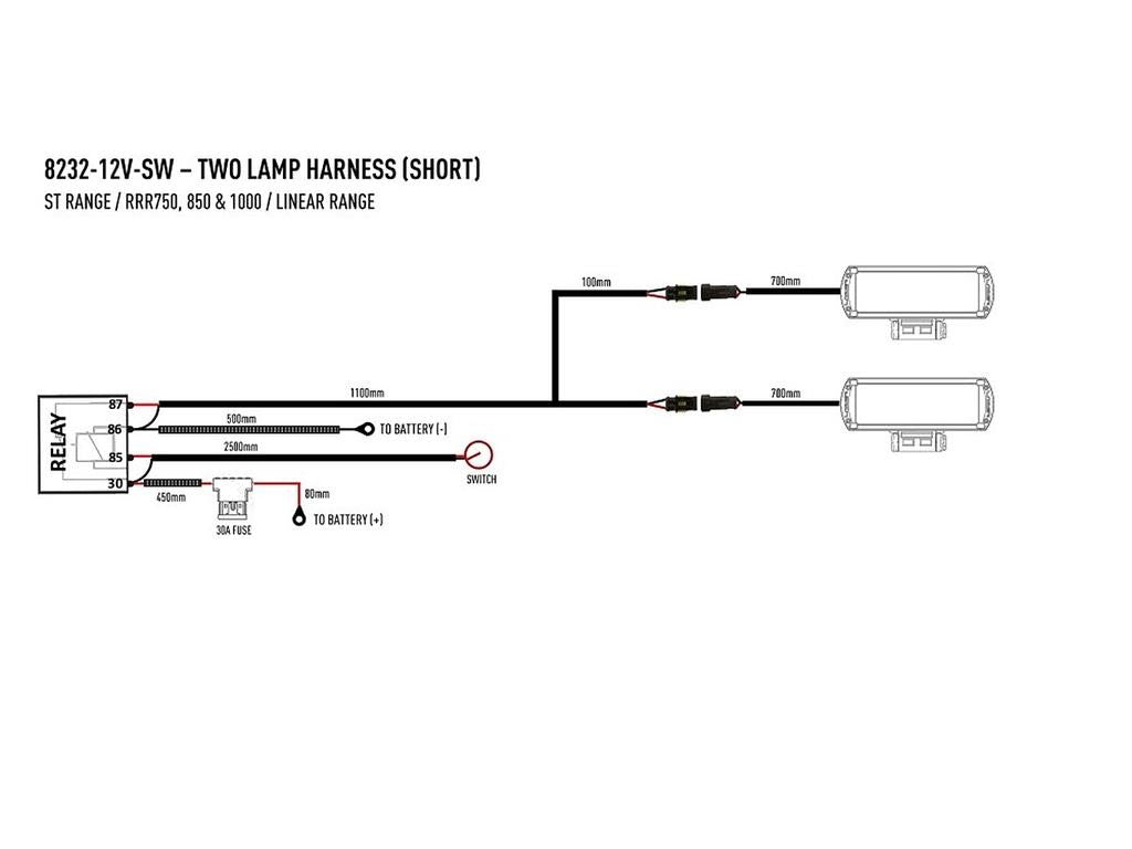 LAZER LAMPS Kabelsatz Doppel-Schalter kurz ST-Serie-TripleR-Linear